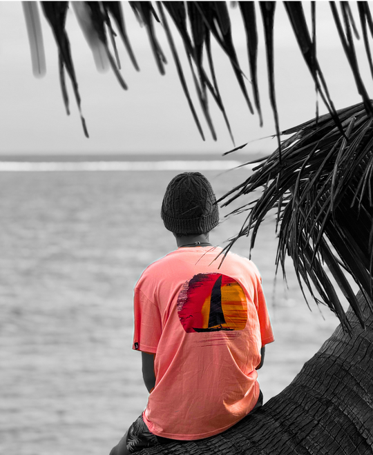 T-Shirt Polynésien va'a - MARUĀPŌ Peach -