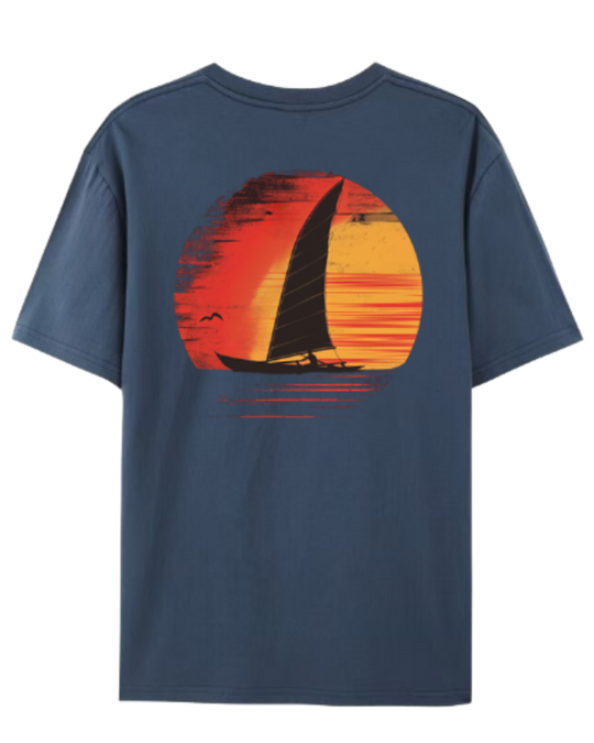 T-shirt polynésien va'a - Mixte - MARUĀPŌ - Blanc, Noir, Bleu Marine