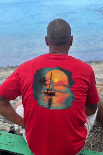 T-shirt DYNASTY TAHITI - Mahana Temaratino - Bleu et Rouge