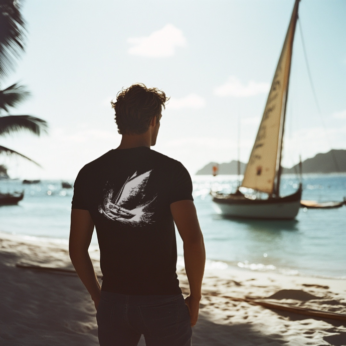 T-shirt polynésien va'a - Mixte - Painū - Noir, Bleu Marine