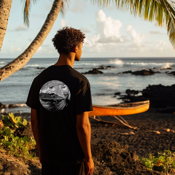 T-shirt polynésien va'a - Mixte - Hava'e - Noir, Gris, Blanc