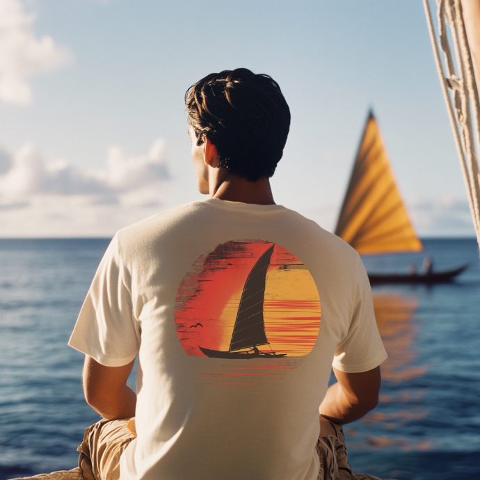 T-shirt polynésien va'a - Mixte - MARUĀPŌ - Blanc, Noir, Bleu Marine,  