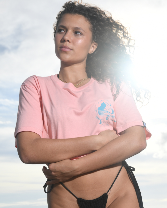 T-shirt Polynésiens Peach Mixte - Mahana Temaratino - couché de soleil