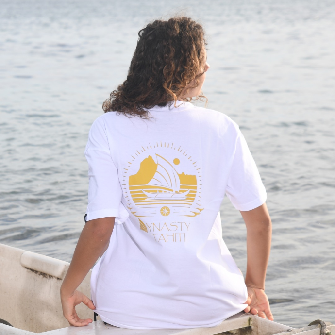T-shirt polynésien va'a - Mixte - Emblematic - Blanc, Noir, Beige