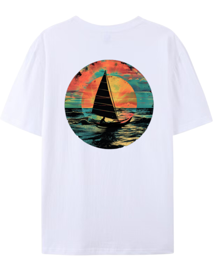 T-shirt polynésien va'a - Mixte- Mata'ita'i - Blanc, Noir, Bleu Marine