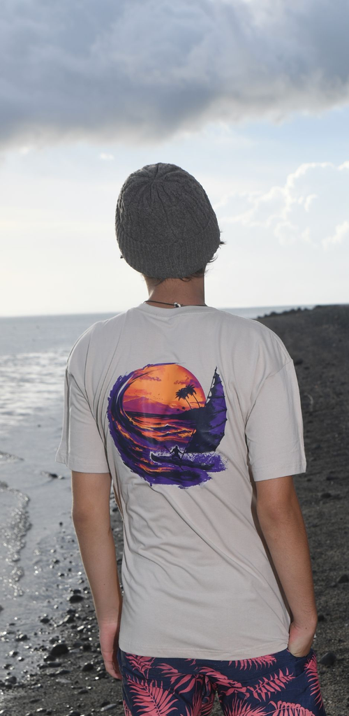 T-shirt polynésien va'a - Mixte - Aito Va'a - Beige, Noir