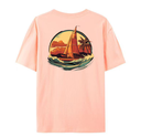 T-shirt polynésien surfwear - Tapati Va'a - Peach/Purple Version - 100% Coton -Chillmood