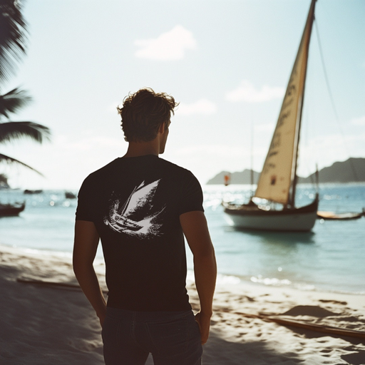 T-shirt polynésien va'a - Mixte - Painū - Noir, Bleu Marine